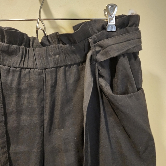 ZARA Women's Black Belted Elastic Waisted Pants size XL - Picture 2 of 10